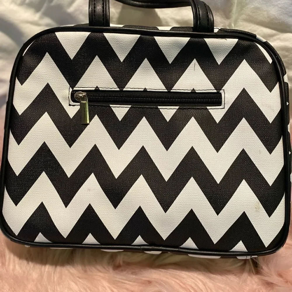 Cherry Blooms Chevron Makeup Organizer